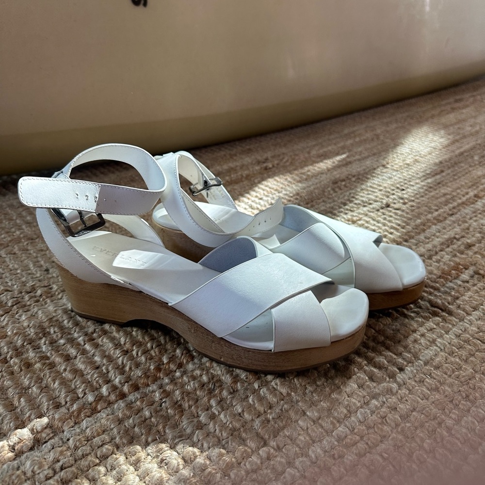 Everlane White Wedge Sandals